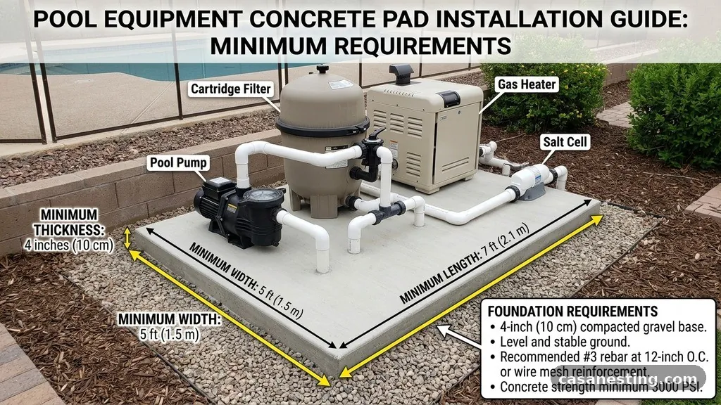 Concrete Thickness and Foundation Requirements - Minimum Size Concrete Equipment Pad for Pump, Filter, Heater & Salt Cell