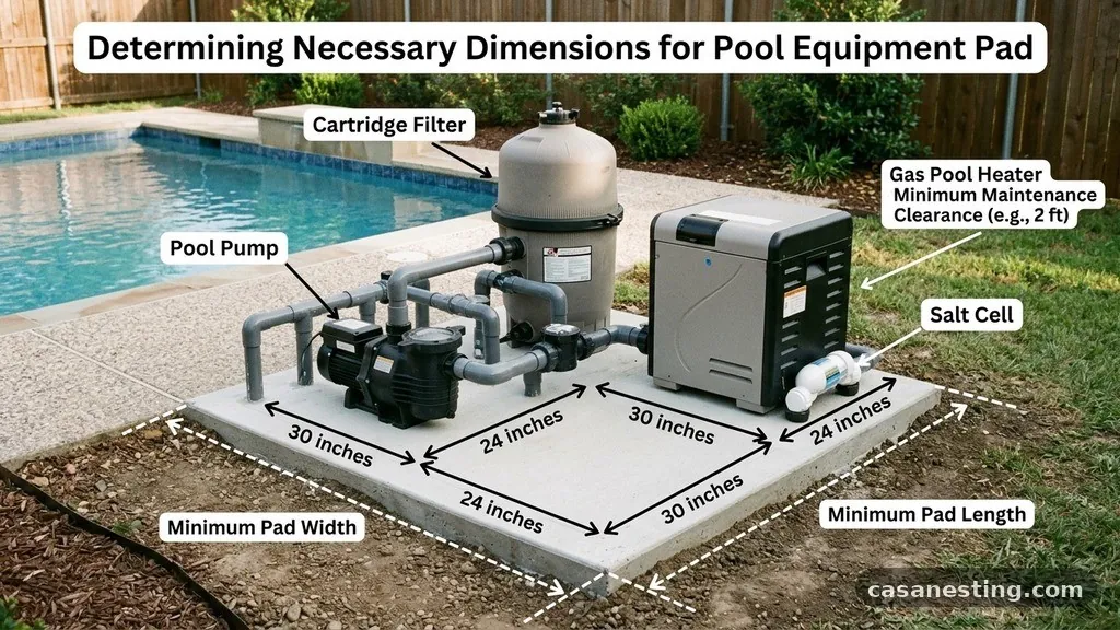 Minimum Size Concrete Equipment Pad for Pump, Filter, Heater & Salt Cell