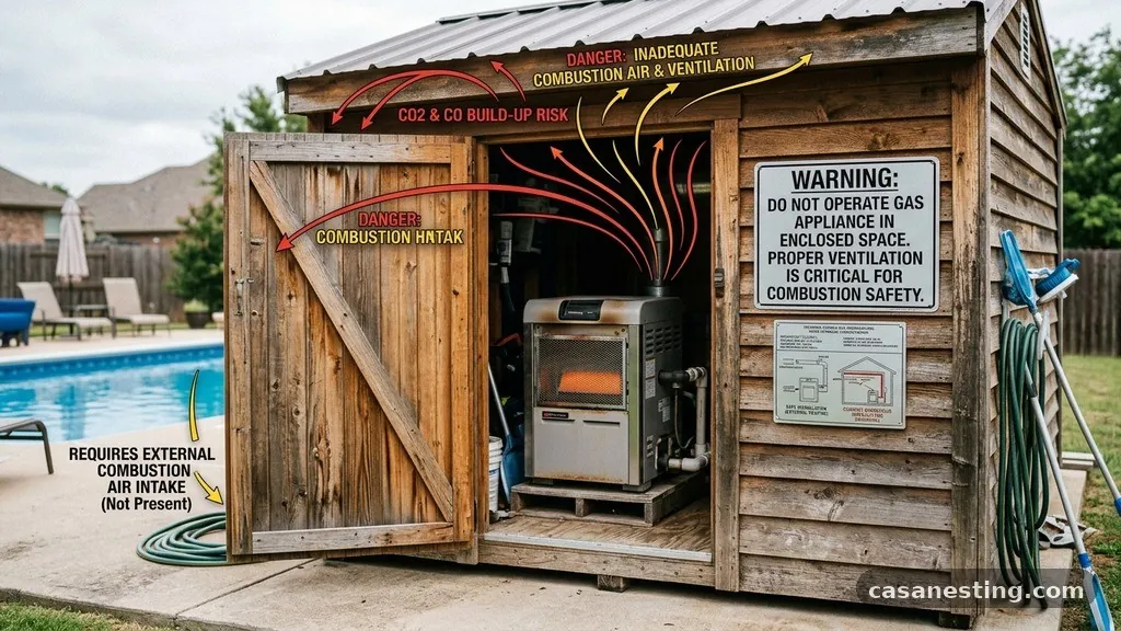 Understanding Combustion and Ventilation Requirements - Can You Put a Natural Gas Pool Heater Inside a Closed Wooden Shed?